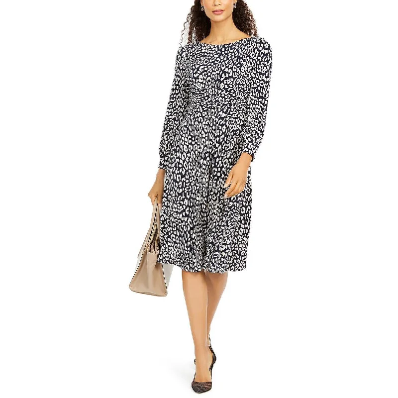 Jessica Howard Womens Petites Cheetah Print Midi Sheath Dress