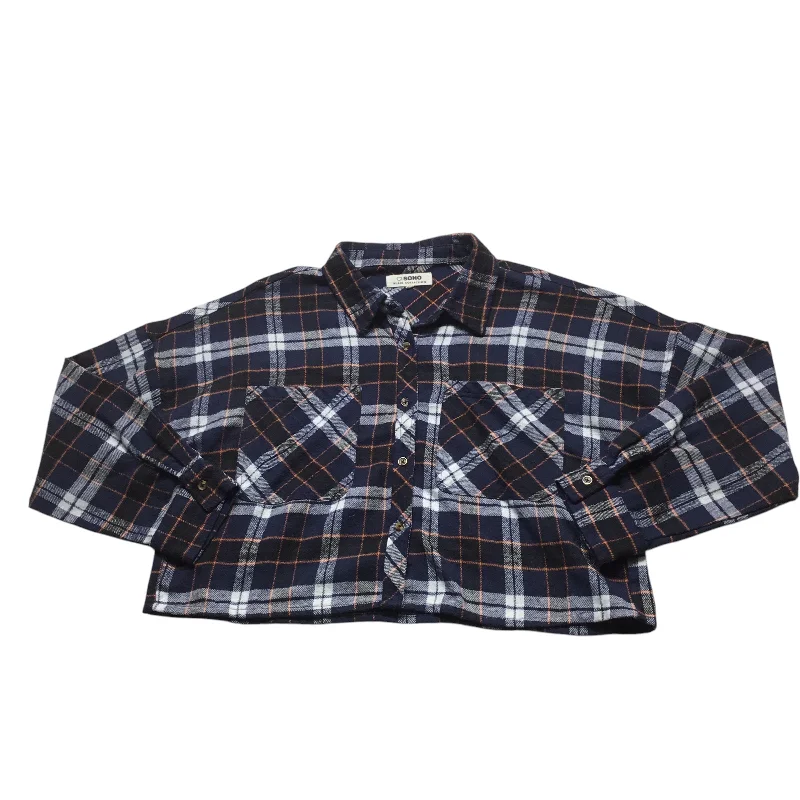 Top Long Sleeve By Ci Sono In Plaid Pattern, Size: L