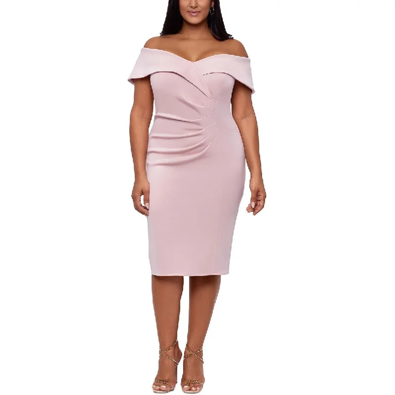 X by Xscape Womens Plus Sweetheart Neck Midi Cocktail and Party Dress