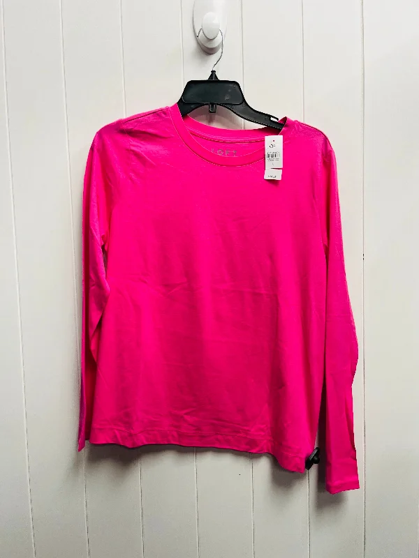 Top Long Sleeve Basic By Loft In Pink, Size: L