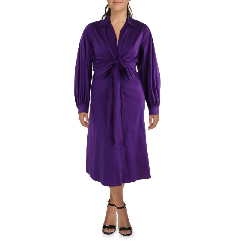 Lauren Ralph Lauren Womens Knot-Front Midi Shirtdress