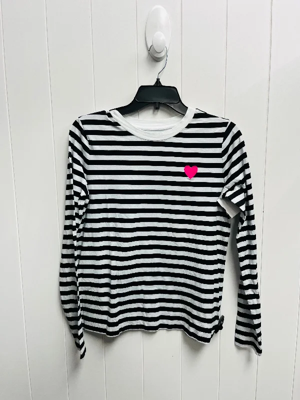 Top Long Sleeve By Loft In Black & White, Size: M