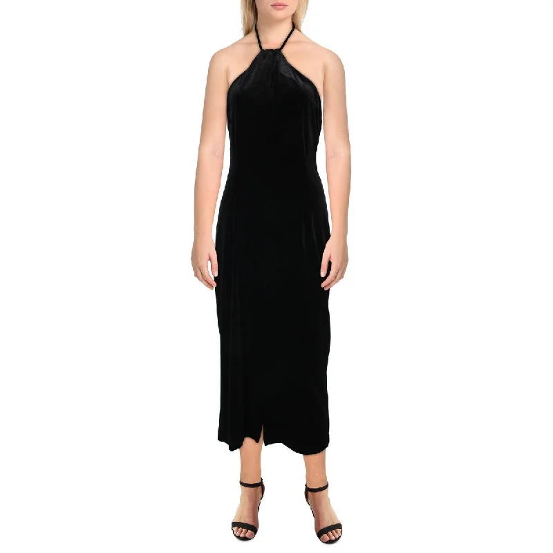 Bardot Womens Alisa Velvet Halter Midi Dress