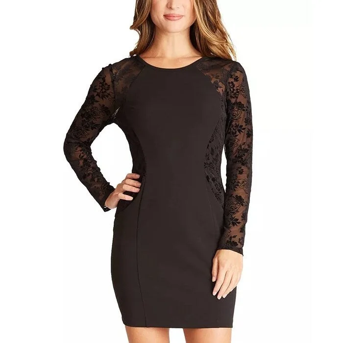 BCX Junior's Sheer Sleeve Bodycon Dress Black Size 11