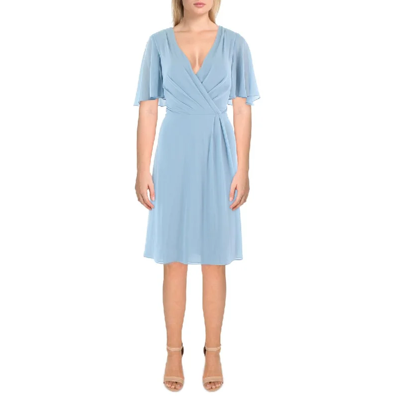 Lauren Ralph Lauren Womens Georgette Surplice Midi Wrap Dress