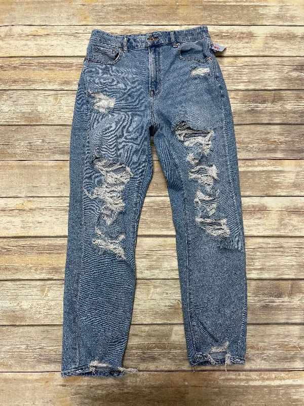 Jeans Straight By American Eagle In Blue Denim, Size: 8