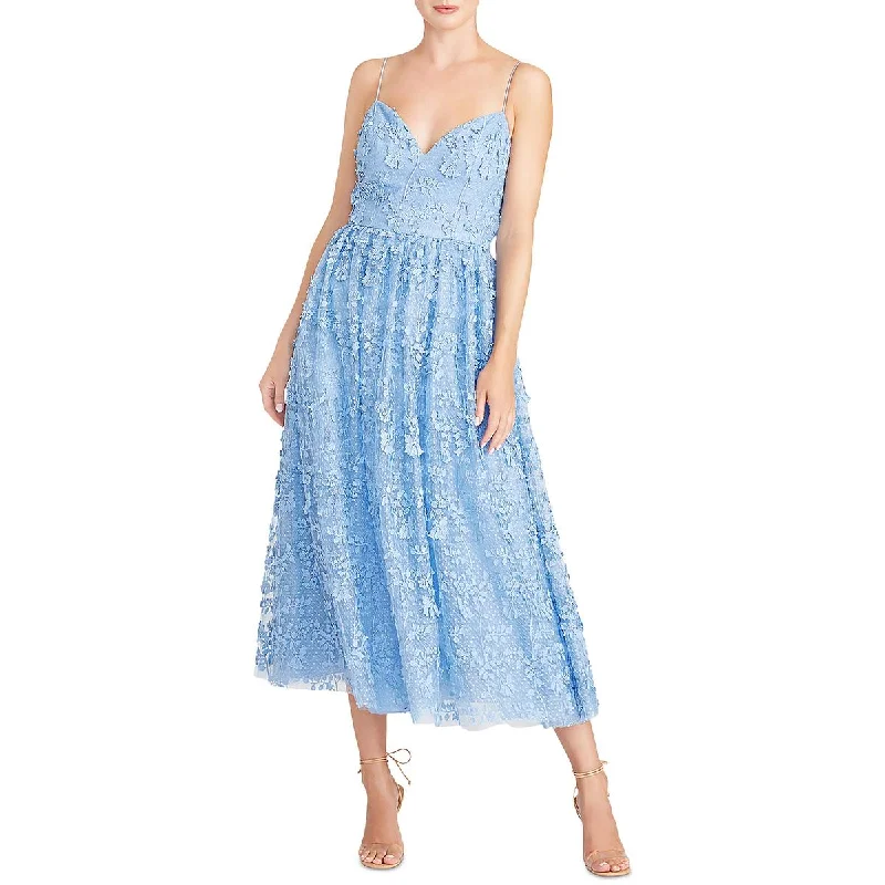 ML Monique Lhuillier Womens Lace Midi Cocktail and Party Dress