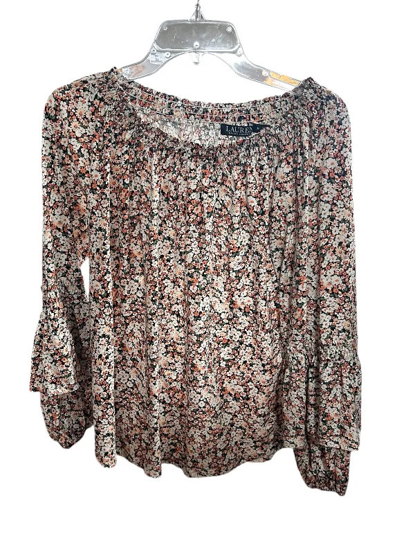 Top Long Sleeve By Lauren By Ralph Lauren In Floral Print, Size: M