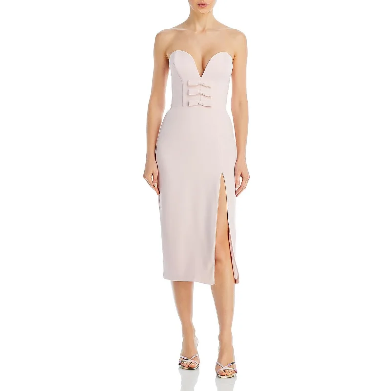 Amanda Uprichard Womens Joselynne Crepe Bow Midi Dress