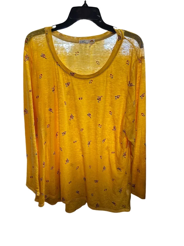 Top Long Sleeve By C And C In Yellow, Size: 3x