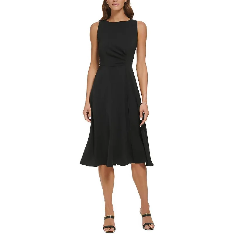 DKNY Womens Pleated Midi Sheath Dress