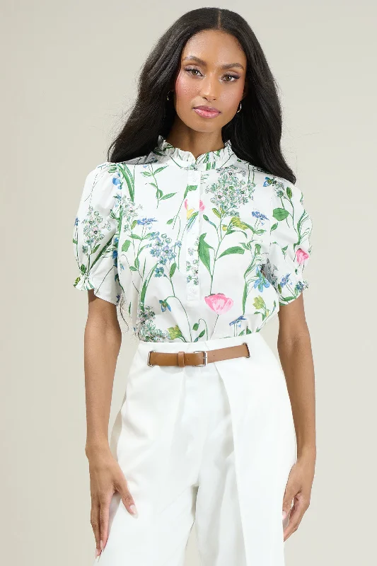 Clove Garden Floral Puff Sleeve Top