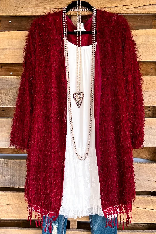 AHB EXCLUSIVE: When In Love Cardigan - Burgundy