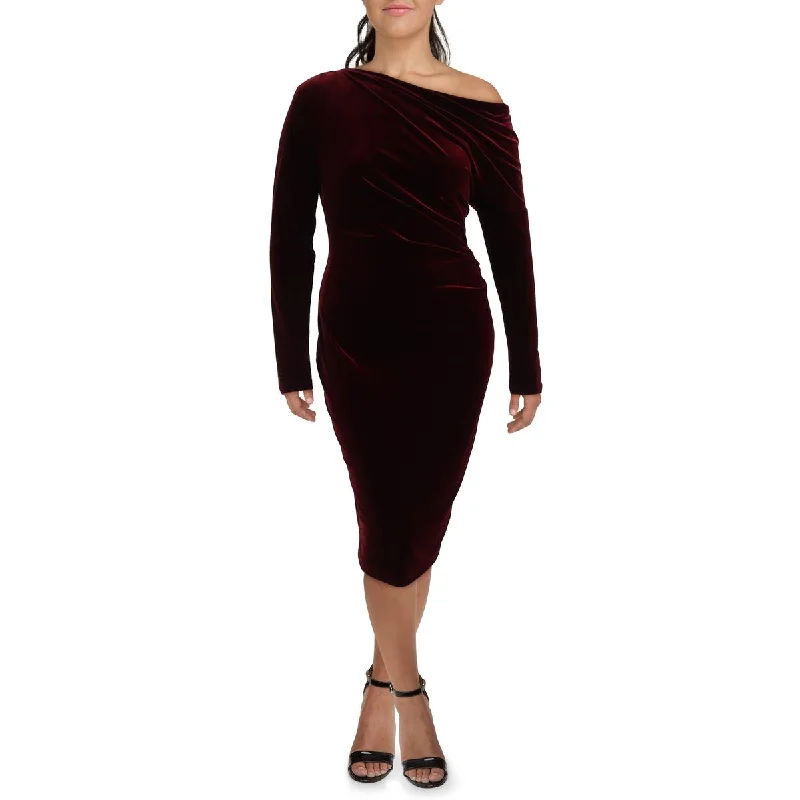 Lauren Ralph Lauren Womens Velvet Midi Cocktail And Party Dress