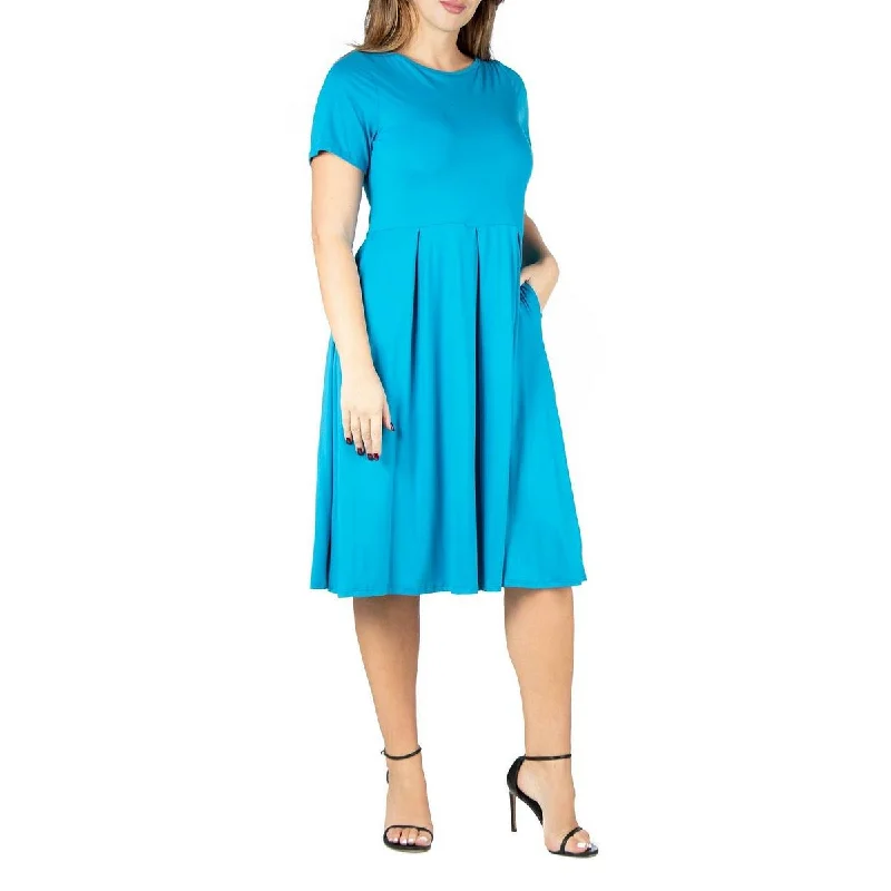 24seven Comfort Apparel Womens Plus Fit & Flare Midi Fit & Flare Dress