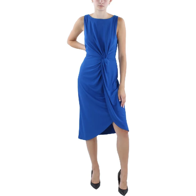 Lauren Ralph Lauren Womens Midi Front Twist Wear To Work Dress