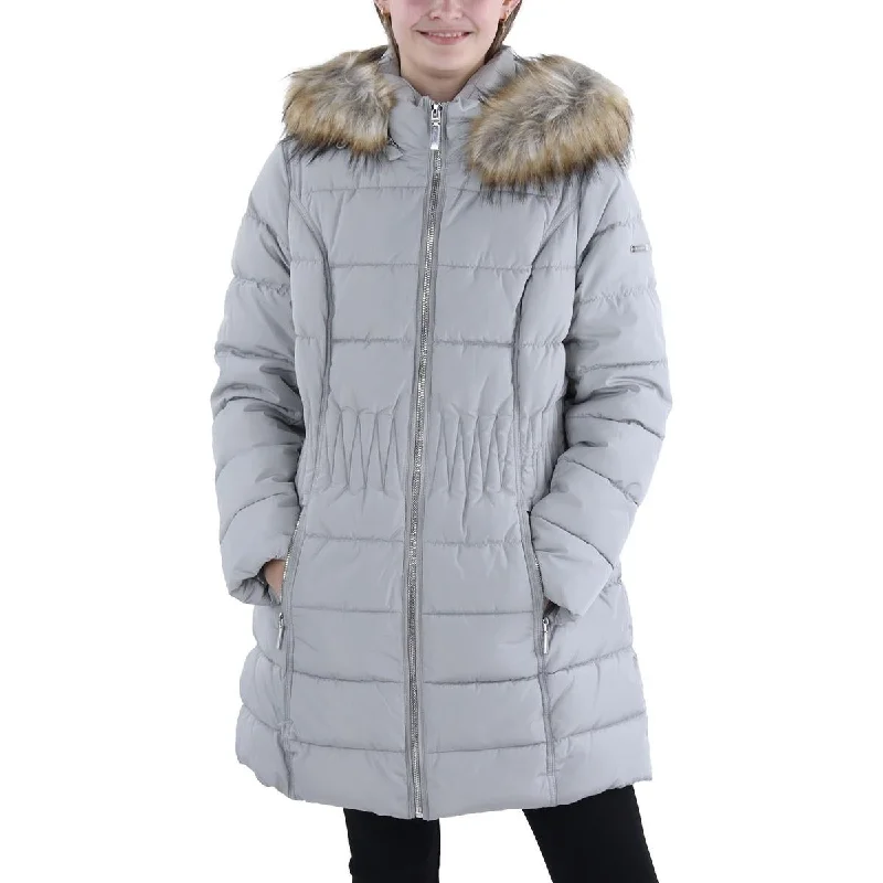 Womens Faux Fur Hooded Puffer Jacket