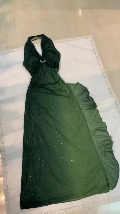 Green sexy elegant sling gradient chiffon backless long ball gown evening dress gh3028