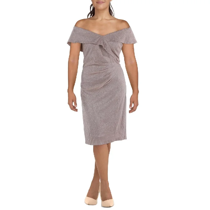 X by Xscape Womens Plus Metallic Midi Cocktail And Party Dress