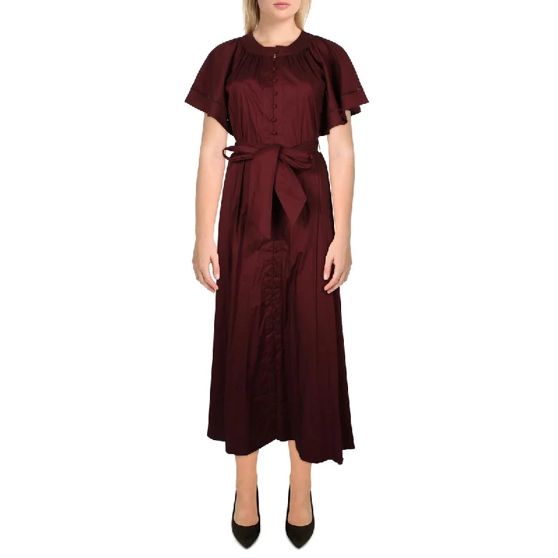 Lauren Ralph Lauren Womens Gathered Tea Length Midi Dress