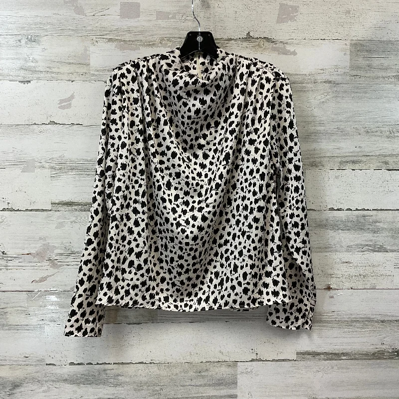 Top Long Sleeve By Zara In Black & Cream, Size: M