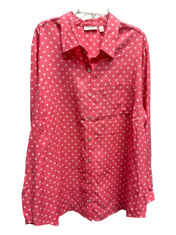 Top Long Sleeve By Susan Graver In Pink, Size: 2x