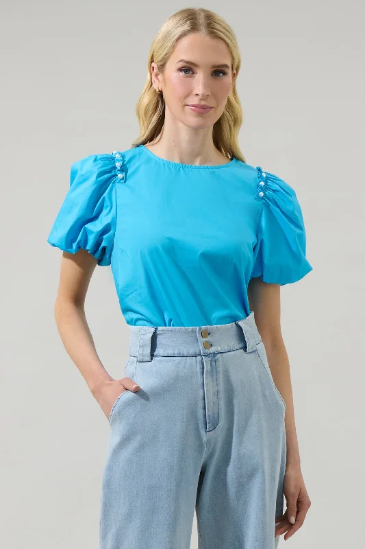 Rae Poplin Ruffle Short Sleeve Top