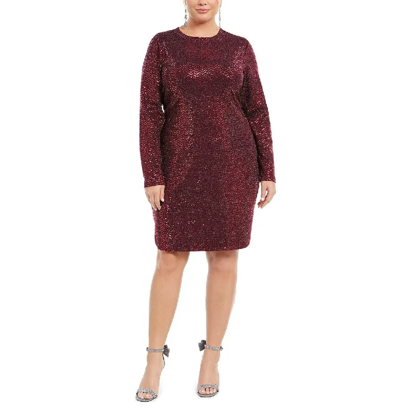 B Darlin Women's Trendy Plus Size Sequined Bodycon Dress Red Size 14