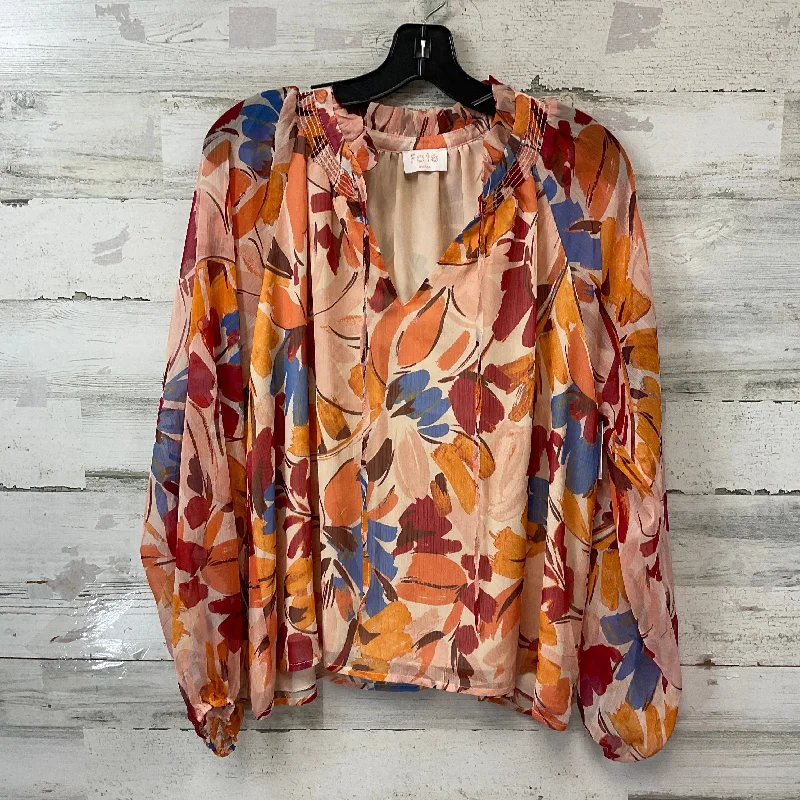 Top Long Sleeve By Fate In Peach, Size: S