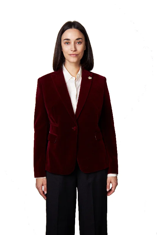 STELLA - LADIES MAROON VELVET BLAZER