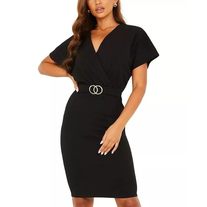 QUIZ Women's Belted Bodycon Dress Black Size 10