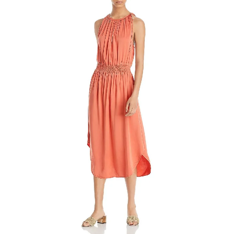 Bella Dahl Womens Smocked Calf Midi Dress