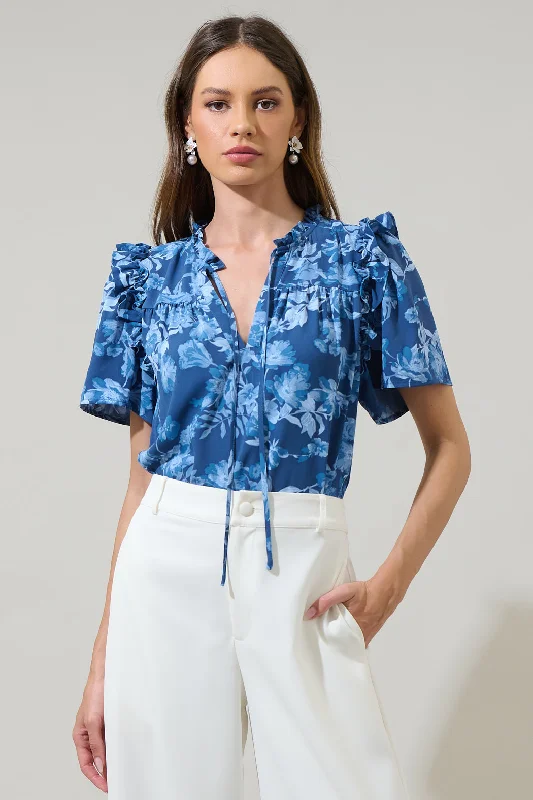 Bary Floral Danielle Ruffle Blouse