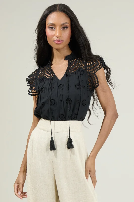 Finna Lace Tassel Tie Top