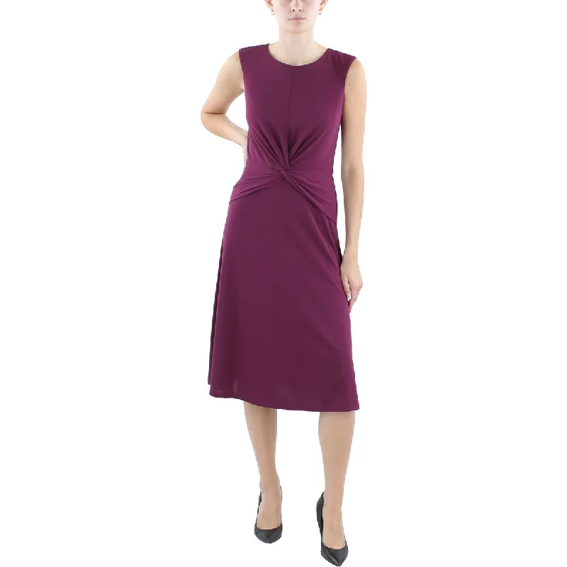 Lauren Ralph Lauren Womens Midi Gathered Sheath Dress