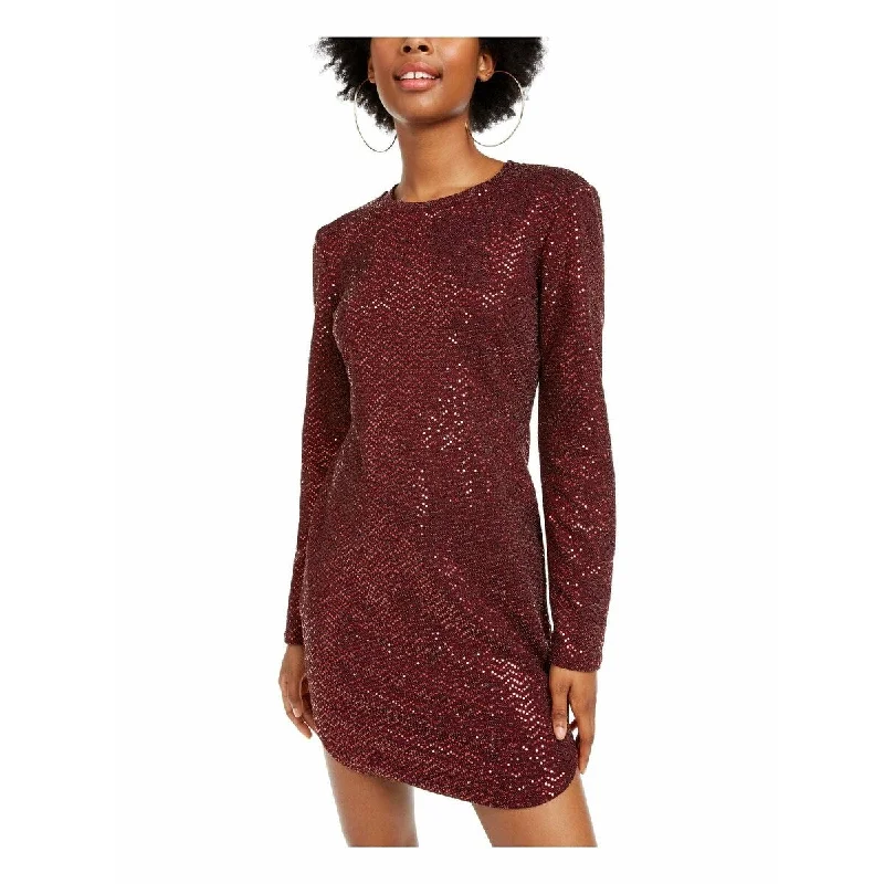 B Darlin Juniors' Sequined Bodycon Dress Burgundy Size Large