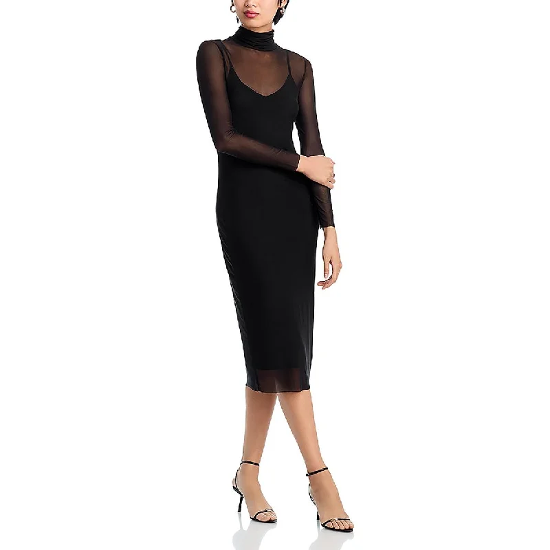 Steve Madden Womens Vivienne Turtleneck Midi Cocktail And Party Dress