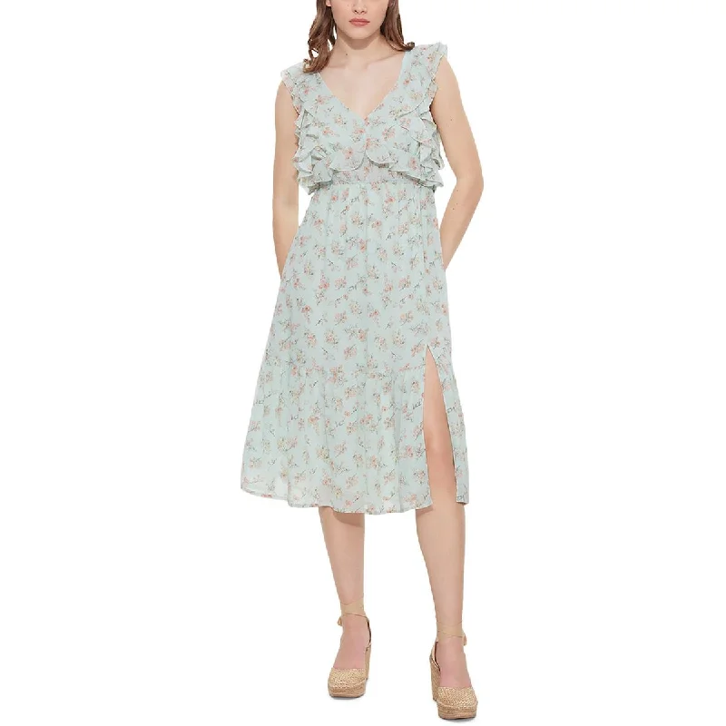 Black Tape_ Womens Chiffon Floral Midi Dress