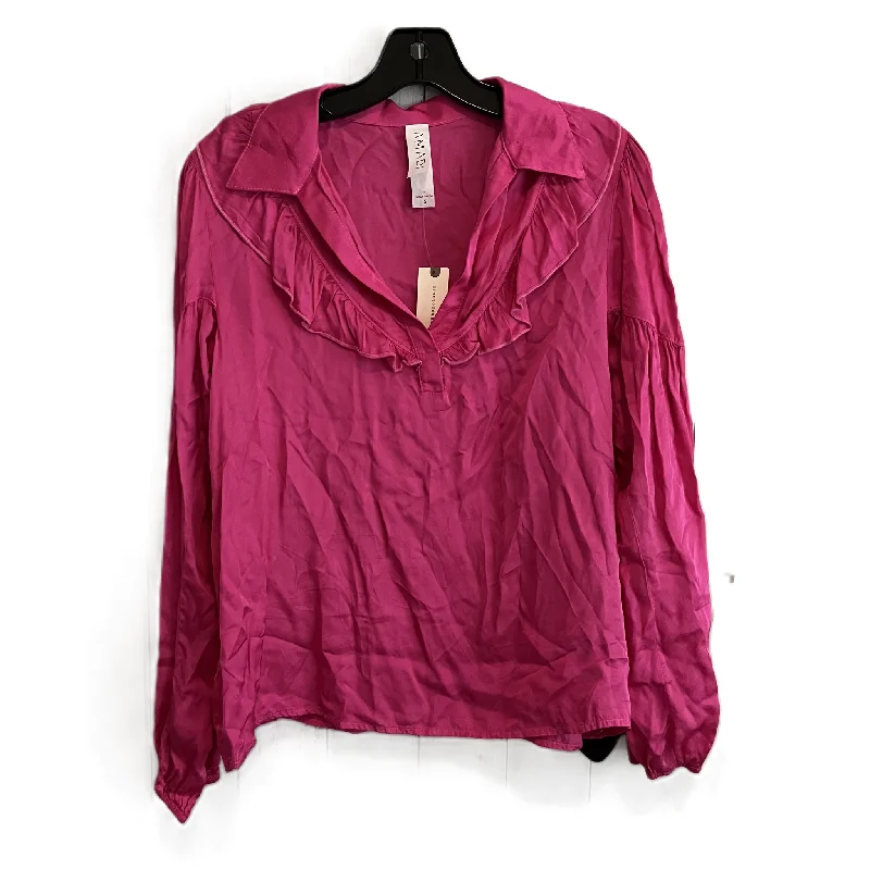 Top Long Sleeve By Amadi In Pink, Size: S