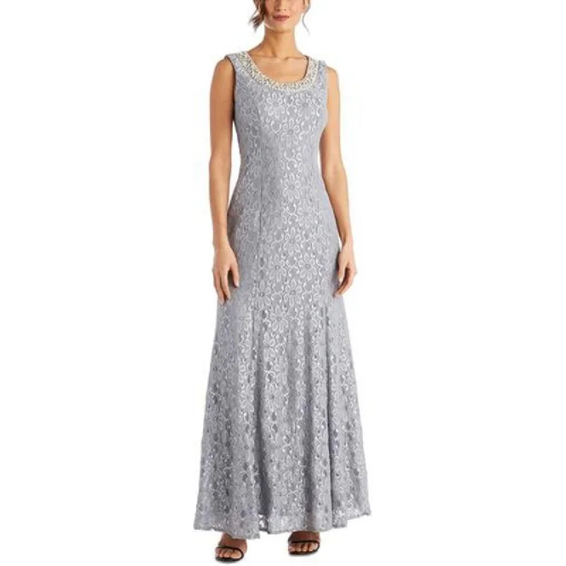 R&M Richards Womens Lace Embellished Evening Dress