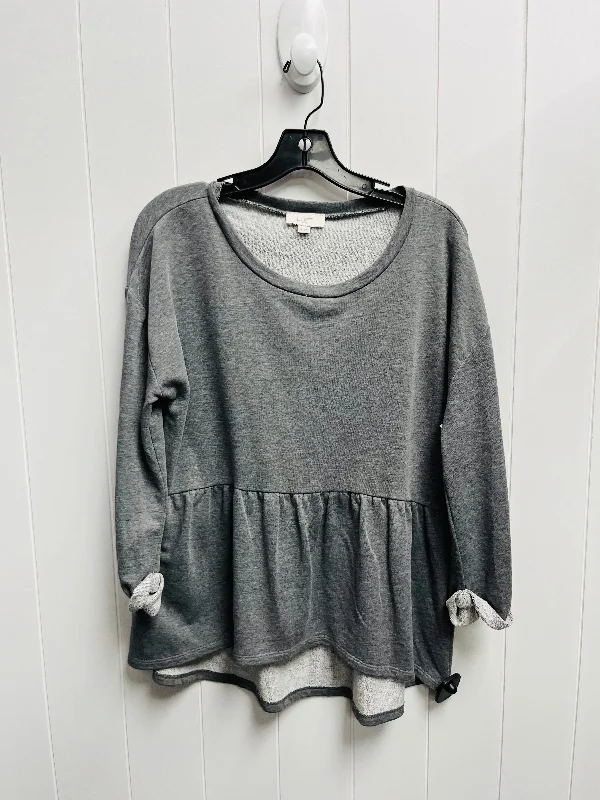 Top Long Sleeve By Loft O In Grey, Size: M