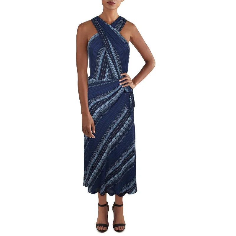 Lauren Ralph Lauren Womens Striped Midi Fit & Flare Dress