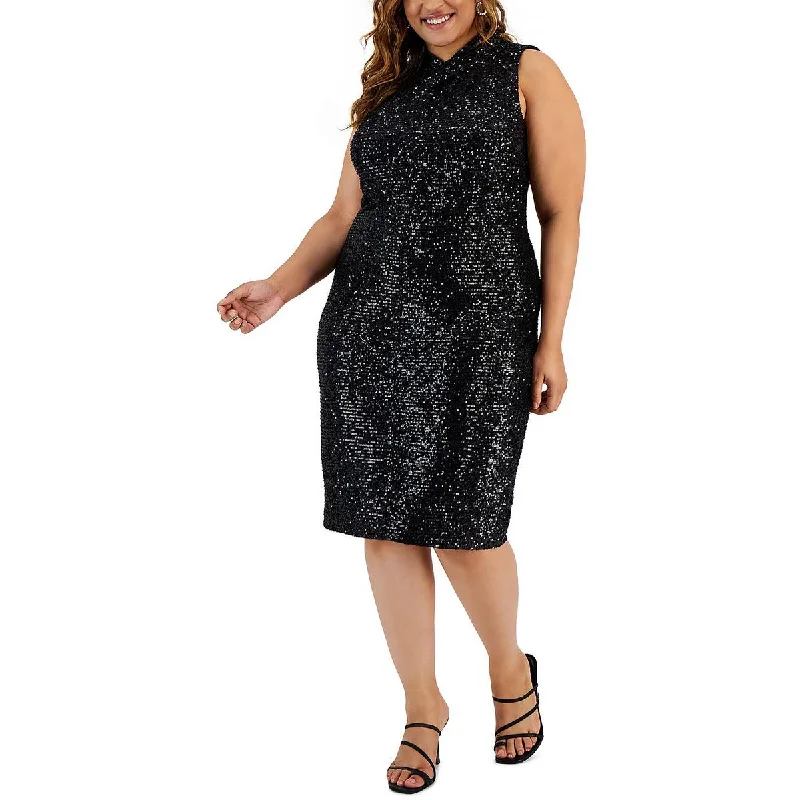 Rachel Rachel Roy Womens Plus Sequined Midi Cocktail and Party Dress