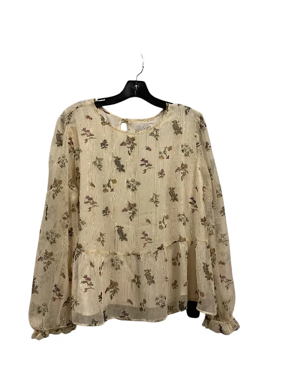 Top Long Sleeve Basic By Loft In Beige, Size: L