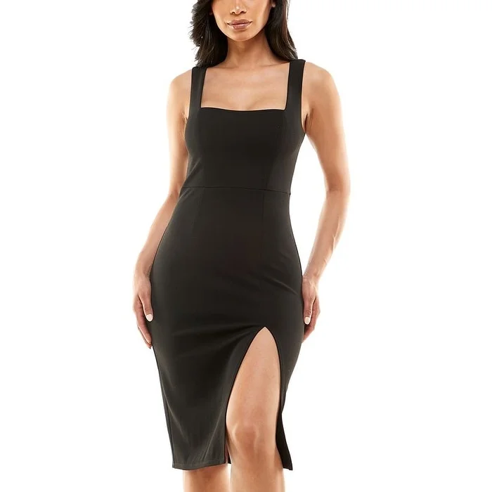 Speechless Junior's Square Neck Bodycon Dress Black Size Small