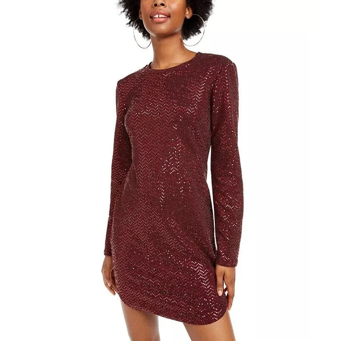 B Darlin Juniors' Sequined Bodycon Dress Dark Purple Size Extra Small - X-Small