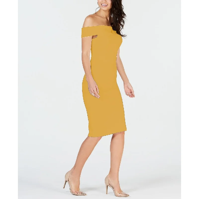 Thalia Sodi Women's Off-The-Shoulder Bodycon Dress Yellow Size Medium