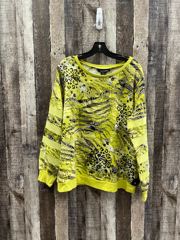 Top Long Sleeve By Ashley Stewart In Black & Yellow, Size: L