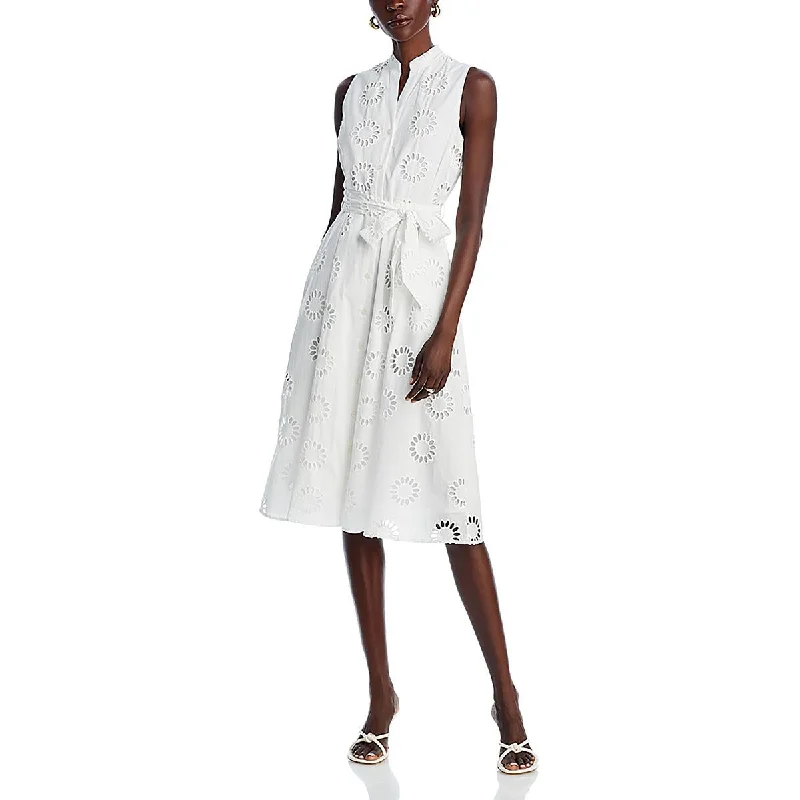 T Tahari Womens Cotton Midi Shirtdress