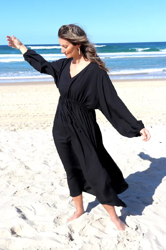 Audrey Long Sleeve Maxi in Black